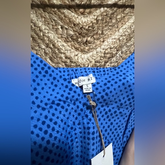 MOON RIVER Women's Cowl Back Woven Camisole Blue Top, Polka Dot, Size S, NWT - Picture 3 of 10